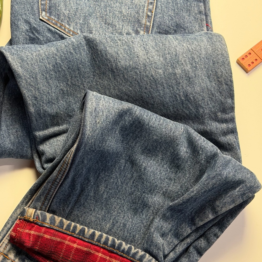 Eddie Bauer Men’s Relaxed Flannel Blue Denim Jeans